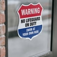 thumbnail image 4 of Pool Warning Shield Sign No Lifeguard On Duty Swim At Your Own Risk (5 Pack) 4 inch X 4 inch Shield Shaped Heavy Duty 3.2 mil Vinyl Decals Weather Resistant, UV Protected Made in the, 4 of 6