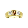 thumbnail image 1 of RYLOS Men's Rings 14K Yellow Gold Classic 6X4MM Oval Gemstone & Diamond Ring Smoky Quartz June Birthstone Rings For Men, Gold Rings Size 13, 1 of 7