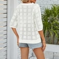 thumbnail image 4 of Mittory Women's Casual Short Sleeve Loose Tunic Tops Lightweight Crochet Knit Summer Sweaters Blouses, 4 of 5