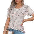 thumbnail image 4 of Bcresic 2026 Summer Women Floral Print Tunic Tops Front Pleated Shirts Round Neck Pullover Shirt Short Sleeve Blouse Trendy Spring Outfits,A05-Multicolor,XX-Large, 4 of 6