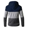 thumbnail image 3 of Man's Clothes Open Front Lapel Plus Size Patchwork Color Block Fall Fashion Winter Warm Coat Outerwears Hooded Sweatshirt Mans spring jacket Navy XL, 3 of 3