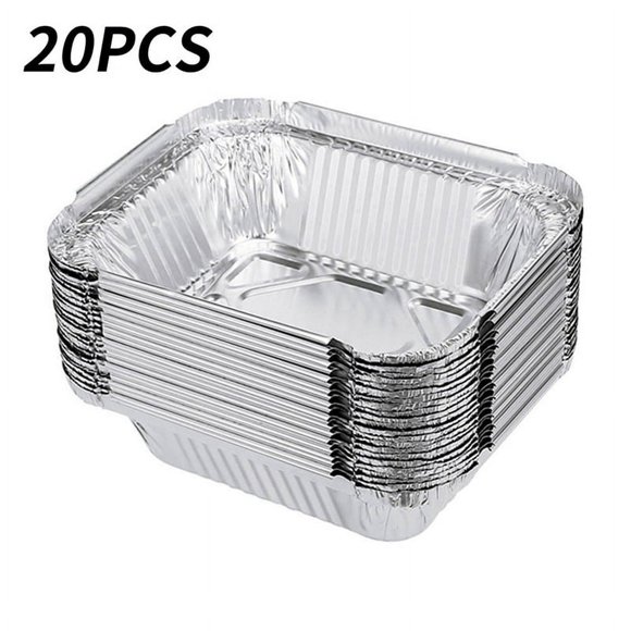 20 Packs Small Disposable Aluminum Container Pans Foil Trays With Lids For Baking Cooking 5.9 Inches X 4.7 Inches