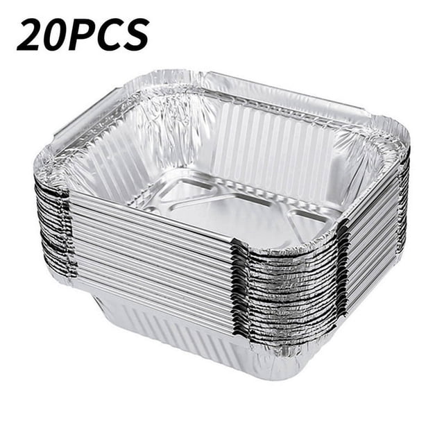 EASTIN 20 Packs Small Disposable Aluminum Container Pans Foil Trays With Lids For Baking Cooking 5.9 Inches X 4.7 Inches