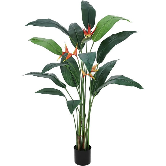 Bird of Paradise Artificial Bird of Paradise Plant 6FT(72in) Fake Palm Tree for Indoor Outdoor Modern Decor Faux Plants for Home Office Perfect Housewarming Gift with 14 Trunks Faux Leaves