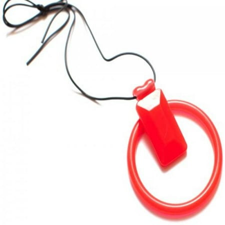 Dr. Bloom's Chewable Jewels Necklace and Bracelet with Rectangle Slide in Chili Pepper Red