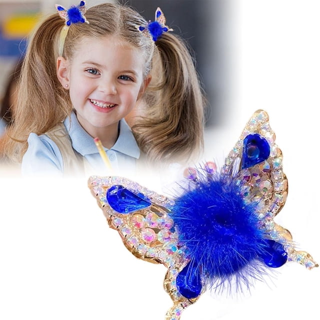 Horquilla de mariposa voladora 2024, nuevas pinzas para el pelo coloridas y brillantes para niñas pequeñas, lazos para el pelo de mariposa con bolas de peluche para niñas, accesorios para el pelo de m