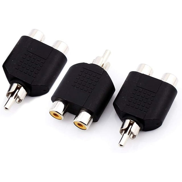 Divisor 1 RCA macho a 2 RCA hembra Jack RCA PHONO Extensor Adaptador AV Audio Video Entradas Hub Extensión para TV Coche Unidad estéreo de navegación para instalar cámaras laterales/frontales - 3 PCS Zhivalor YQ-2522