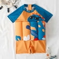 thumbnail image 2 of Edvintorg Toddler Boys Buoyancy Swimsuit Cartoons Printed Short Sleeve Front Zipper Swimsuits One-Piece Bathing Suit Summer Swimwear Children Boy 6M-4Y, 2 of 6