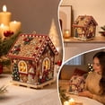 thumbnail image 5 of 5.7 Inch DIY Christmas Wooden House 3D Diamond Art Kit,Warm Brown Tone With Snowman & Bell Accent,Rhinestone Pearl Bead Craft Set,for Mantel Shelf Party Decor,Holiday Handmade Gift, 5 of 5