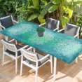 thumbnail image 2 of Turquoise Boho Table Cloths for 8 Foot Rectangle Tables, Oriental Abstract Motifs Traditional Bohemian Patio Waterproof Elastic Fitted Tablecloths, Washable Rectangular Table Cover for Camping, 2 of 8