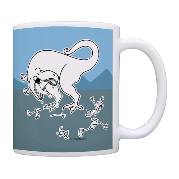 ThisWear Sarcasm Mug Your Stick Family Was Delicious T-Rex Coffee Mug Dino Mug Funny Coffee Cup Funny Gifts for Family Funny Dinosaur Mug 11 ounce Coffee Mug
