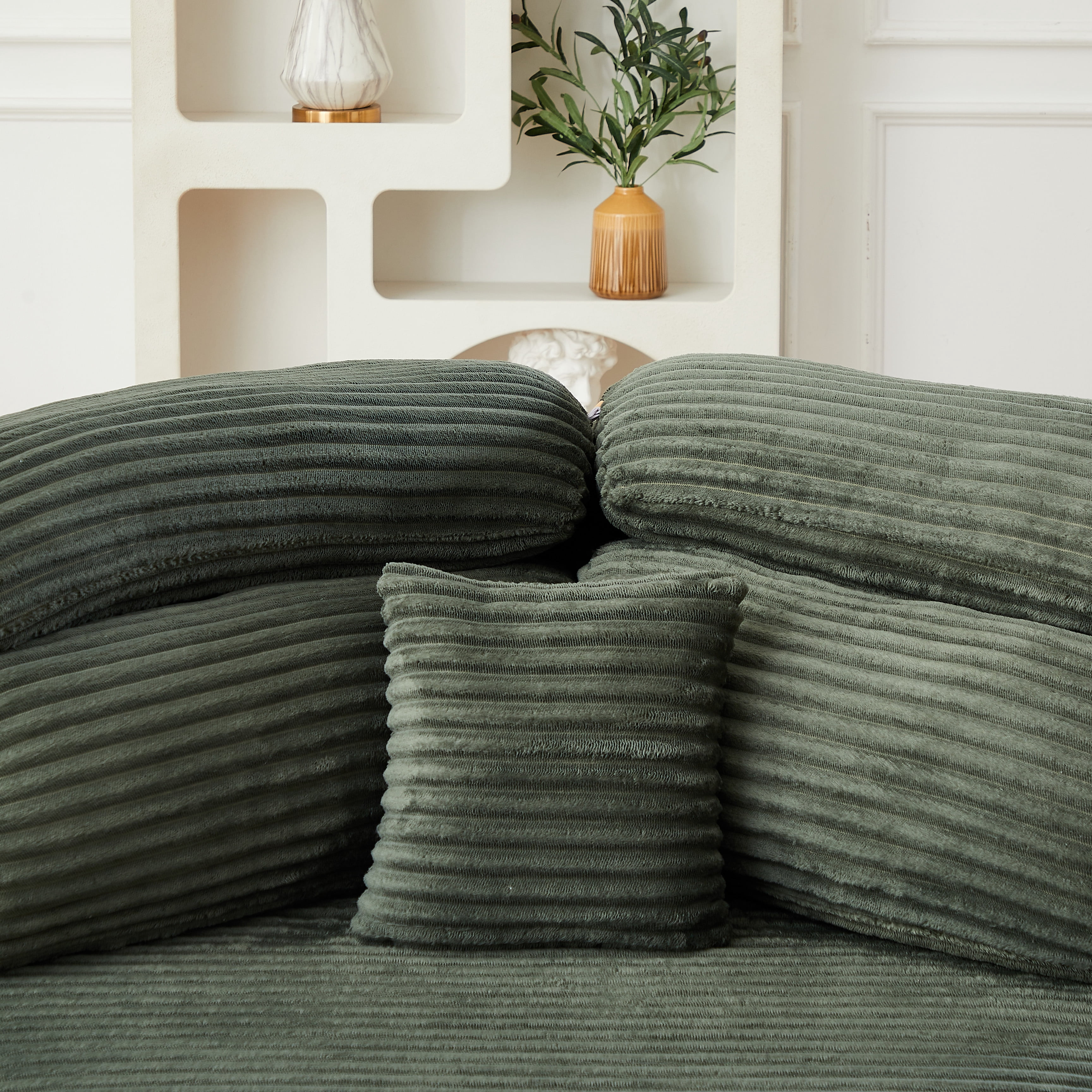 Leumius 53" Single Sofa,Oversized Modular Sofa Lounge Chair with Stylish Envelop Sesign Pillow,Pentagonal Sofa Boneless Couch for Living Room,Green Corduroy