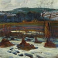 thumbnail image 2 of Henryk Uziembło 12x12 Black Ornate Wood Framed Double Matted Museum Art Print Titled: Springtime Thaw (1908), 2 of 5