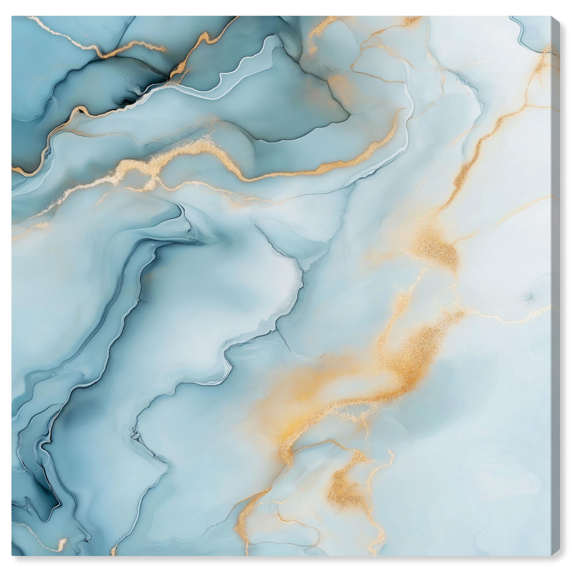 Precious Flow Canvas Blue Abstract Art by Art Remedy Gallery Wrapped 20 x 20