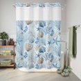 thumbnail image 6 of No Hook Shower Curtain, Blue Coastal Shower Curtains for Bathroom with See Through Top Window, Country Nautical Starfish Coral Seashells Waterproof & Washable Bath Curtain Extra Long 72"x96", 6 of 9