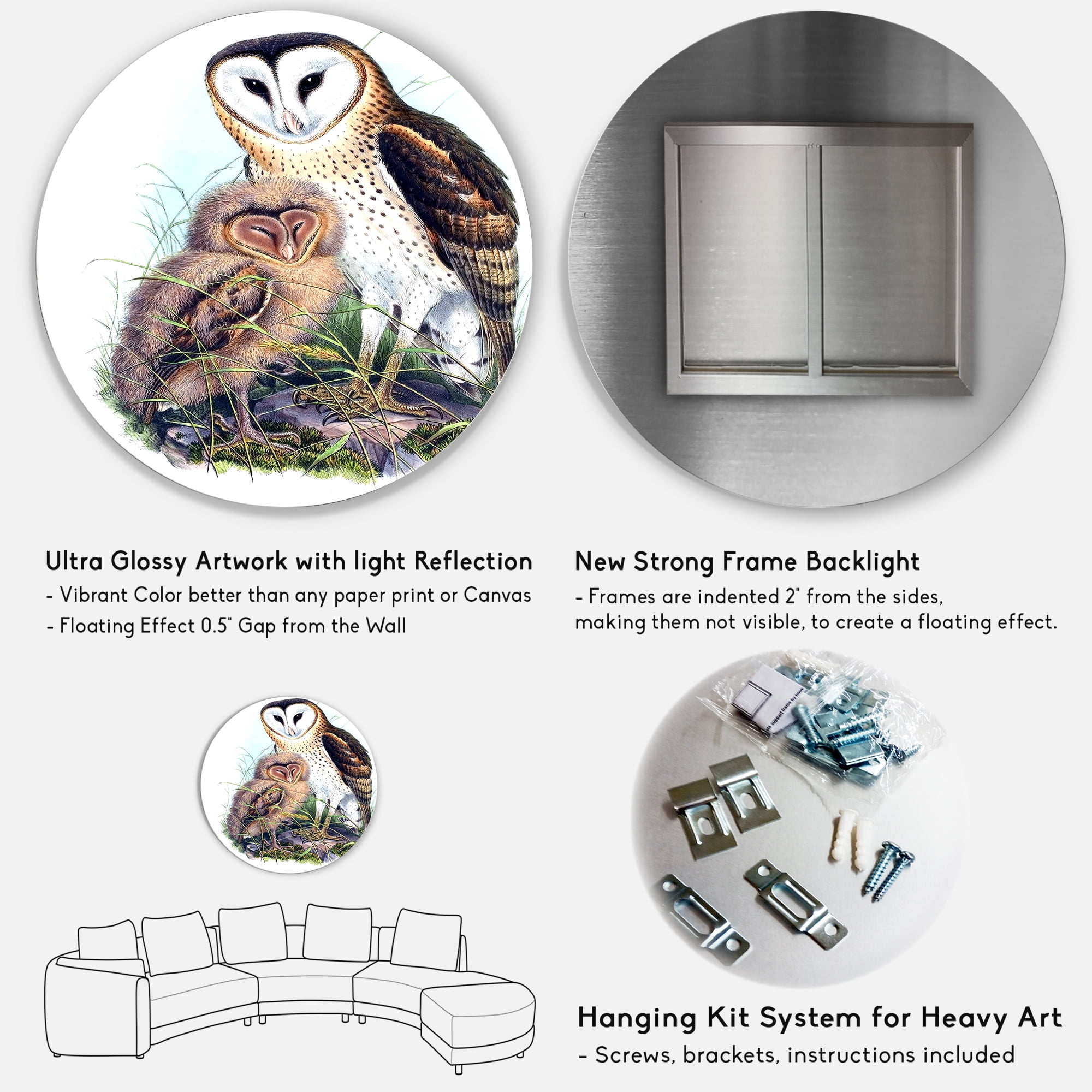 Designart 'Ancient Birds I' Traditional Circle Metal Wall Art 23x23 - Disc of 23