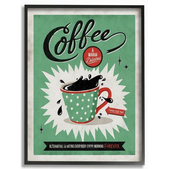 Stupell Industries Coffee Cure Vintage Comic Book Green Red Design Framed Wall Art by Ester Kay
