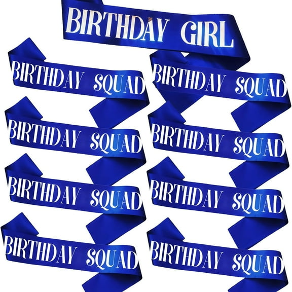 1 pcs Birthday Squad Sashes for Girl, Royal Blue Birthday Girl Sash Set for Funny 10th 11th 13th 16th 18th 21st or Other Birthday Party Favors Decorations