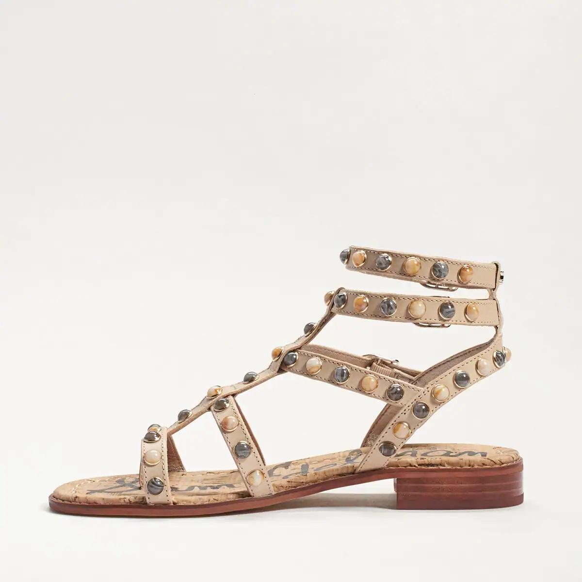 Sam Edelman Elisha Ankle Strap Studded Open Toe Sandal SAND 5.5