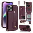 thumbnail image 1 of ELEHOLD iPhone 13 Pro Max Wallet Case, Flip Card Slots Magnetic Button Kickstand Function Non-Slip Wristband Crossbody Shoulder Strap for iPhone 13 Pro Max 6.7" Fashion Leather Case,Winered, 1 of 8