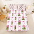 thumbnail image 5 of Manfei Cartoon Food Print Bed Sheets,Cute Pink Bowknot Full Size Sheets,4pcs,1 Flat Sheet,1 Fitted Sheet and 2 Pillowcases, 5 of 6