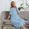 thumbnail image 3 of Chemises de Nuit d'Été pour Femmes, Douce 100 % Coton Confortable Légère à Manches Courtes Nuisette pour Dames, 3 of 5