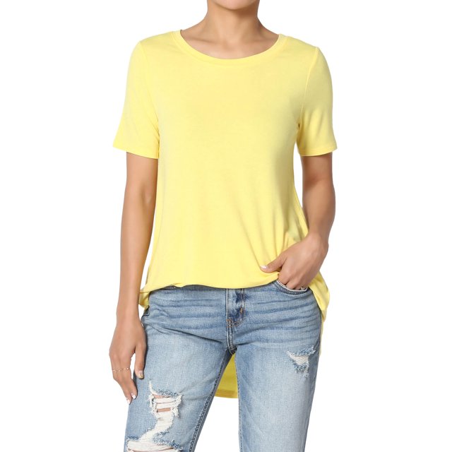 TheMogan Women's PLUS Basic Crew Neck Round Hem Short Sleeve Draped Jersey Tee