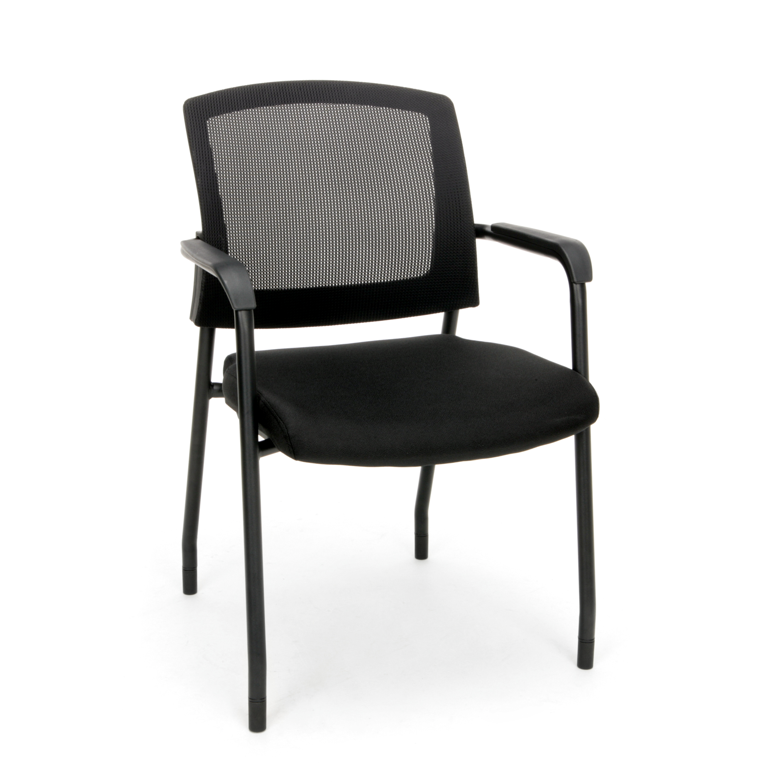 OFM Model 424 MeshBack Fabric Guest and Reception Chair, Black