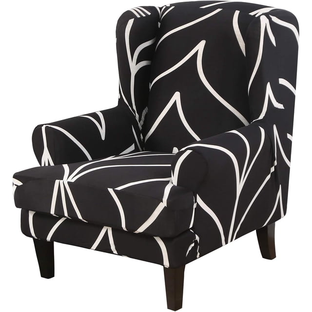 Wing Back Chair Covers with Arms Piece Slipcovers for Armchair Washable Stretch Print Pattern Wingback Chair Cover Furniture Protector Geometry
