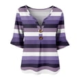 thumbnail image 4 of Stralyhd 3/4 Sleeve Tops for Women Summer Loose Casual V Neck Henley Blouses Travel Vacation Tops Office Shirts Purple S, 4 of 6