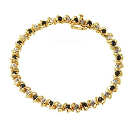 Ladies 3.4 Carat Sapphire And Diamond 10k Yellow Gold Bracelet