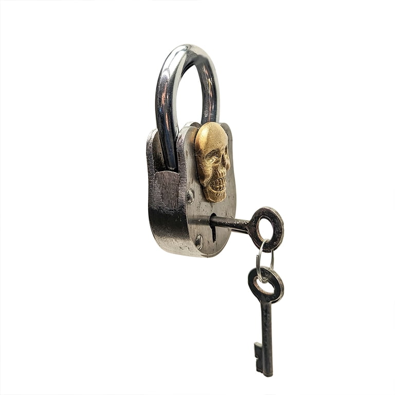 TreasureGurus Metal Skull Padlock, Heavy Duty Cast Iron Locker