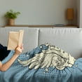 thumbnail image 3 of Guitar Soft Flannel Fleece Blanket, Rock n Roll Composition Crown Wings Skulls Stars on Retro Grunge Backdrop, Cozy Plush for Indoor and Outdoor Use, 50" x 60", Pale Blue Black Ivory, by Ambesonne, 3 of 5