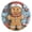 Gold, variant on Happy Gingerbread Man Round Wall Clock Silent Battery Operated Home Decor for Living Room Bedroom