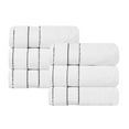 thumbnail image 3 of Superior Niles Egypt Produced Giza Cotton Hand Towel Set of 6, White-Black, 3 of 14