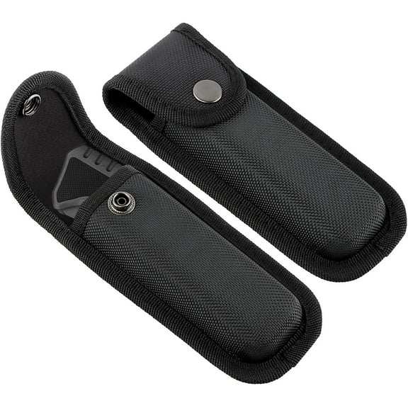2Pcs Nylon Pocket Knife Sheath with Carabiner and Belt Loop, 5.5 Inch Folding Knife Holster Multitool Pouch, Portable Pocket Knife Holder Outdoor for Hiking, Camping, Fishing