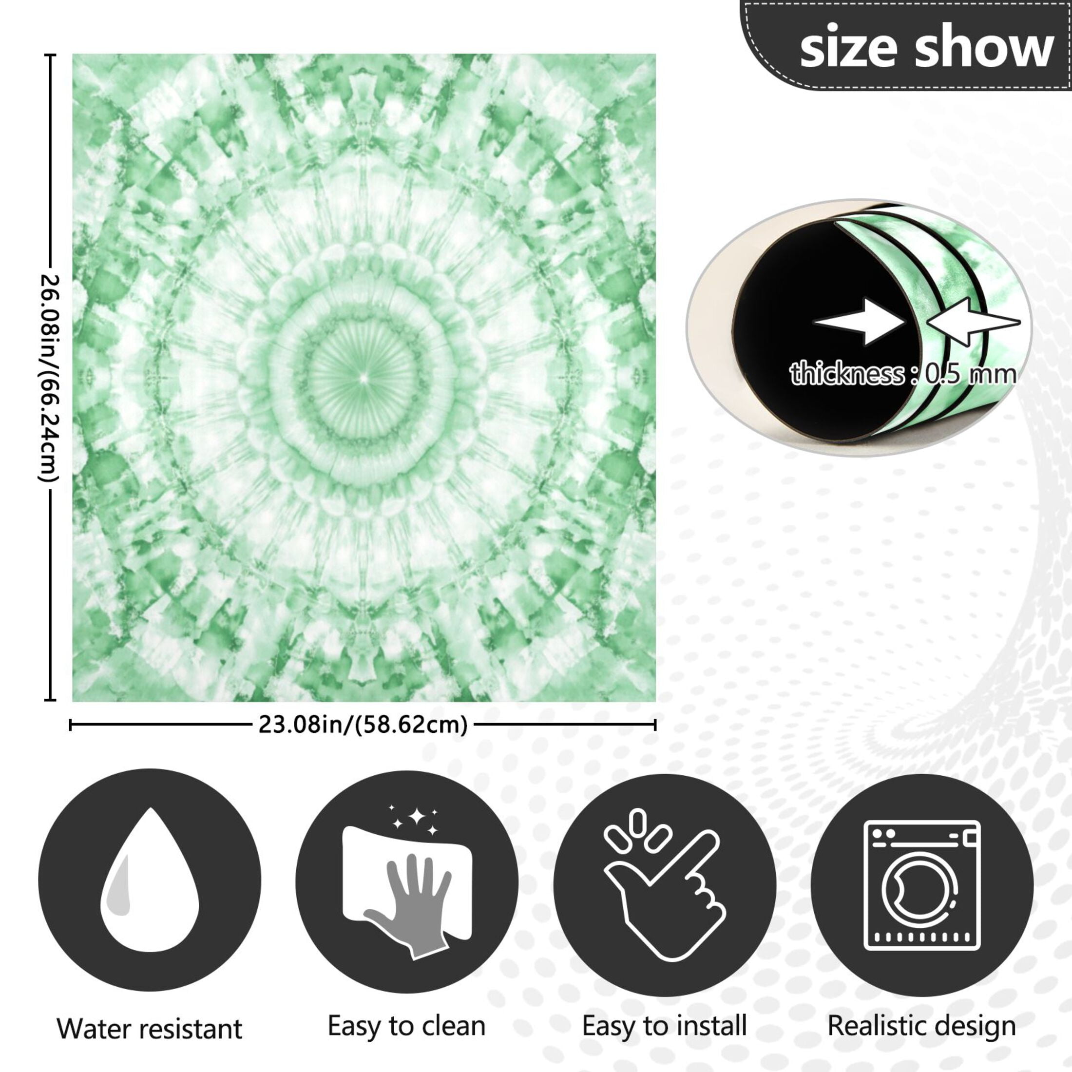 Dishwasher Magnetic Sticker 23x26 Inch Refrigerator Magnetic Sticker Washing Machine Magnetic Sticker Kitchen Panel Magnetic Sticker Home Decor Pretty Light Green Tie Dye
