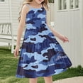 thumbnail image 4 of Nmnitkp Girl Dresses Cute Summer Dresses for Girls Sundress Boho Strap Casual Sleeveless Tiered Cami Dresses Blue,5 Years, 4 of 7