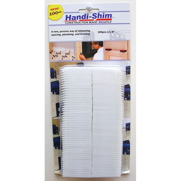 HandiShim HS18100WH Plastic Construction Shims/Spacers, 100 Pack, 1/8Inch, White