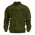 thumbnail image 3 of Men's Soild Color Quarter Zip Pullover, Mock Neck Fleece Sweatshirt with Zipper Chest Pocket, Casual Long Sleeve Lightweight Slim Fit Sweatshirt for Fall Winter Green XXL, 3 of 9