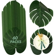 wonima88 60 Pcs Large Tropical Palm Leaf Placemat Fake Artificial Monstera Green Palm Leaves for Hawaiian Summer Wedding Luau Safari Jungle Party Tables Centerpieces, 11.4 x 13.8 Inch (Silk)