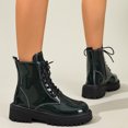 thumbnail image 2 of Willtoo Women Mid Calf Booties Faux Sequin Leather Non Slip Boot Lace Up Round Toe Platform Booties Motorcycle Slouchy Bootie, 2 of 6