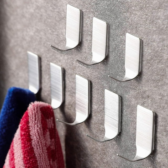 8 paquetes de ganchos adhesivos para toallas, resistentes ganchos de pared de acero inoxidable para cocina, baño y oficina.