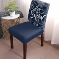 thumbnail image 3 of Chair Covers for Dining Room Set of 6,Let Snow Words on Blue Background Stretch Seat Protector Removable Washable Chairs Slipcovers for Kitchen Banquet Wedding Hotel,Winter Snowflakes, 3 of 6