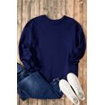 thumbnail image 6 of Stylish High Low Hem Sweatshirt for Women - Navy Blue O Neck Long Sleeve - [ZhiHiMeRi] | (US 16-18)XL, 6 of 12