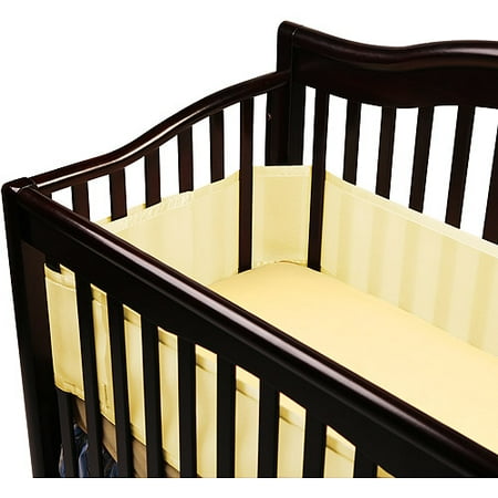 BreathableBaby Breathable Mesh Crib Liner – Classic Collection – Yellow – Fits Full-Size Four-Sided Slatted and Solid Back Cribs – Anti-Bumper