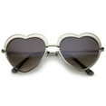 thumbnail image 1 of sunglassLA Unisex Women's Metal Cutout Frame Thin Temple Cutout Heart Sunglasses (Silver / Lavender) - 55mm, 1 of 4