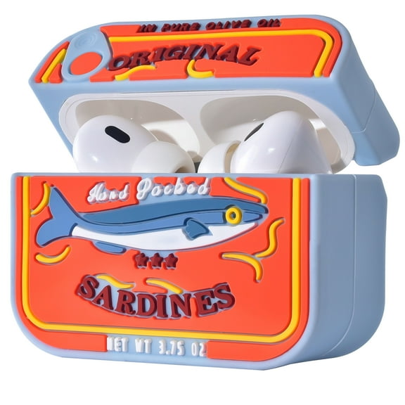 Silicone Case for Apple AirPods Pro, Shockproof Sardines Foodie Cover, Wireless Charging Compatible