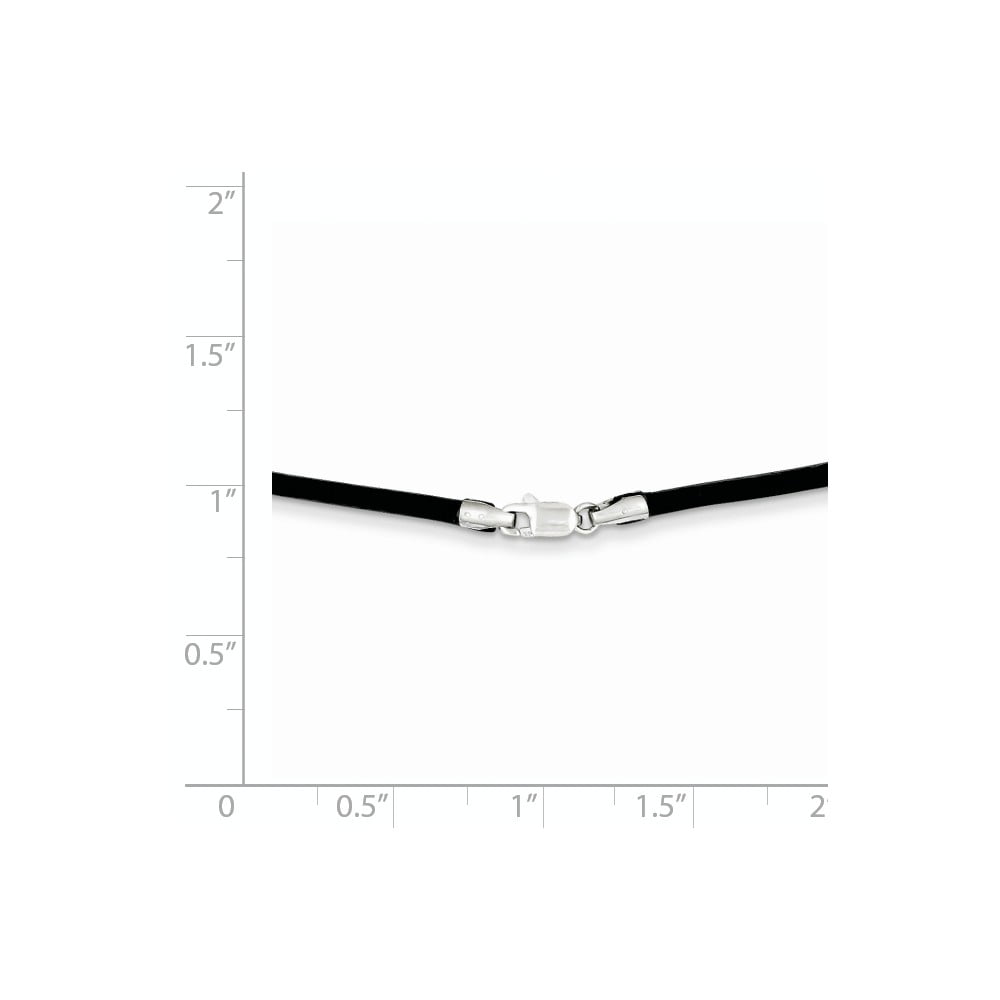 14k White Gold 2mm 18in Black Leather Cord Necklace