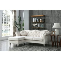 Glory Furniture Hollywood Velvet Sofa Chaise in Ivory
